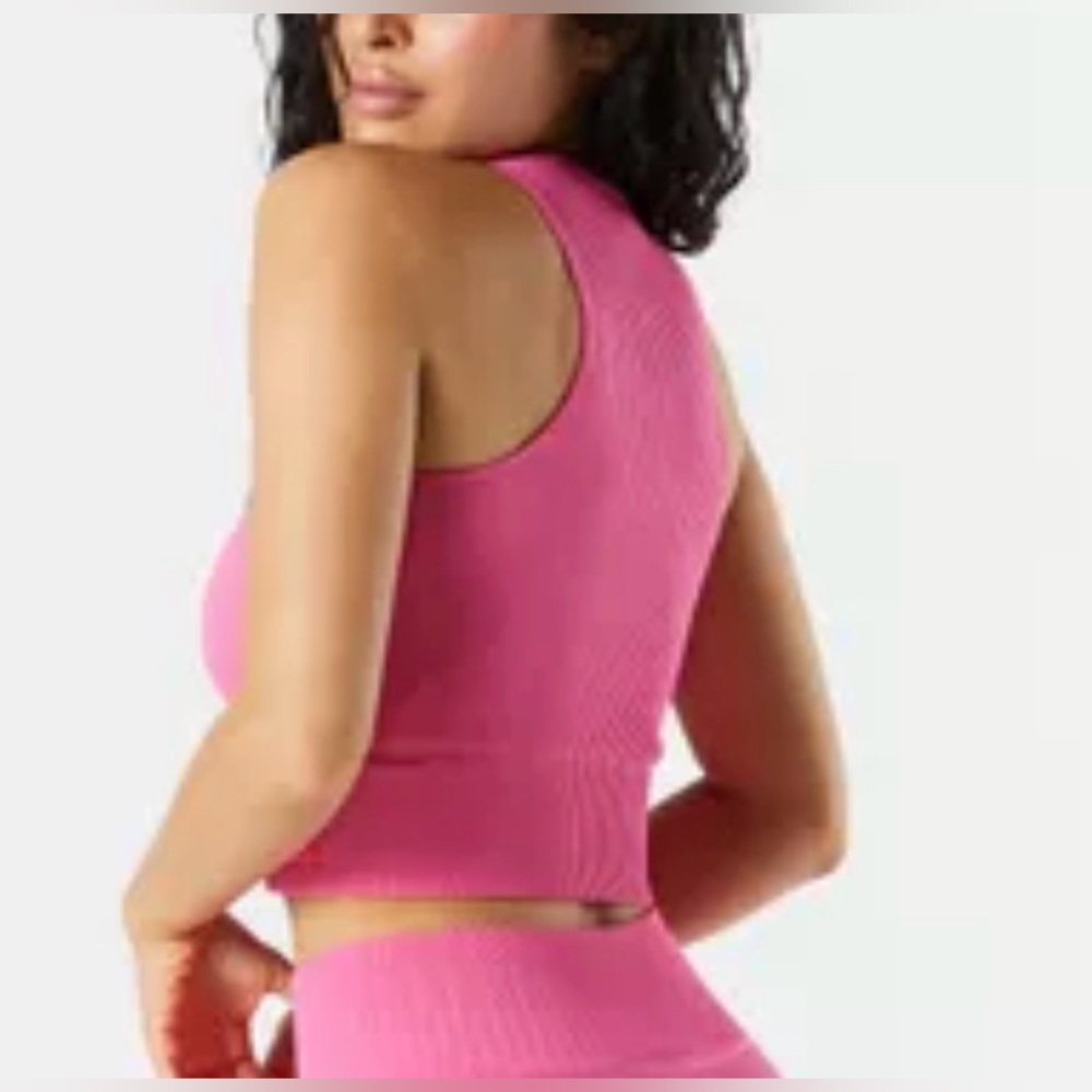 Sommer Ray Barbie Pink Cropped Ribbed Tank Top NEW Sz Large Zip Up Gift Festival - Picture 3 of 12